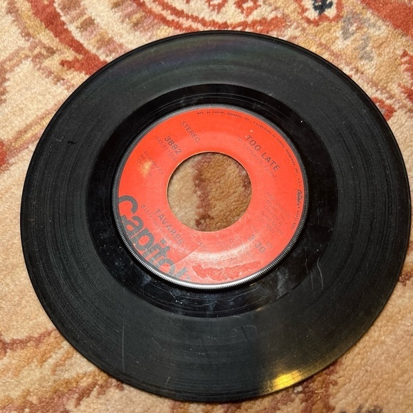 Set of 3 vintage 45 RPM records without sleeve - Picture 7 of 8